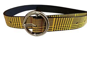 Vintage 80s 90s Dickies Yellow Plaid skinny belt M